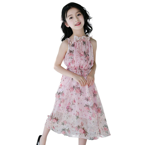Girls' Bohemian Summer Dress - Floral Beach Maxi Dress
