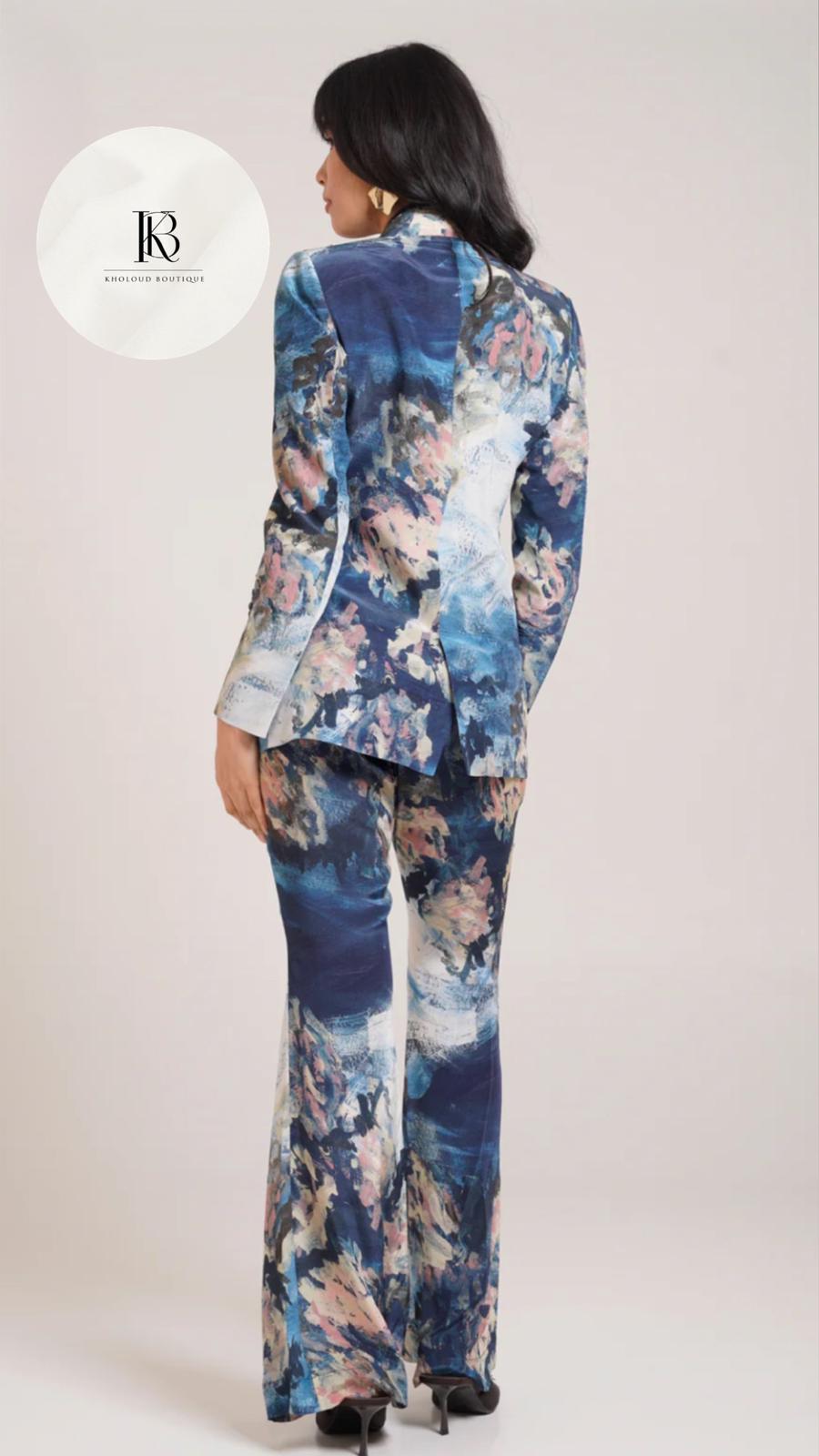 Multicolor Printed Black Blazer