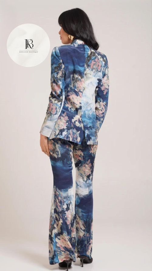 Multicolor Printed Black Blazer